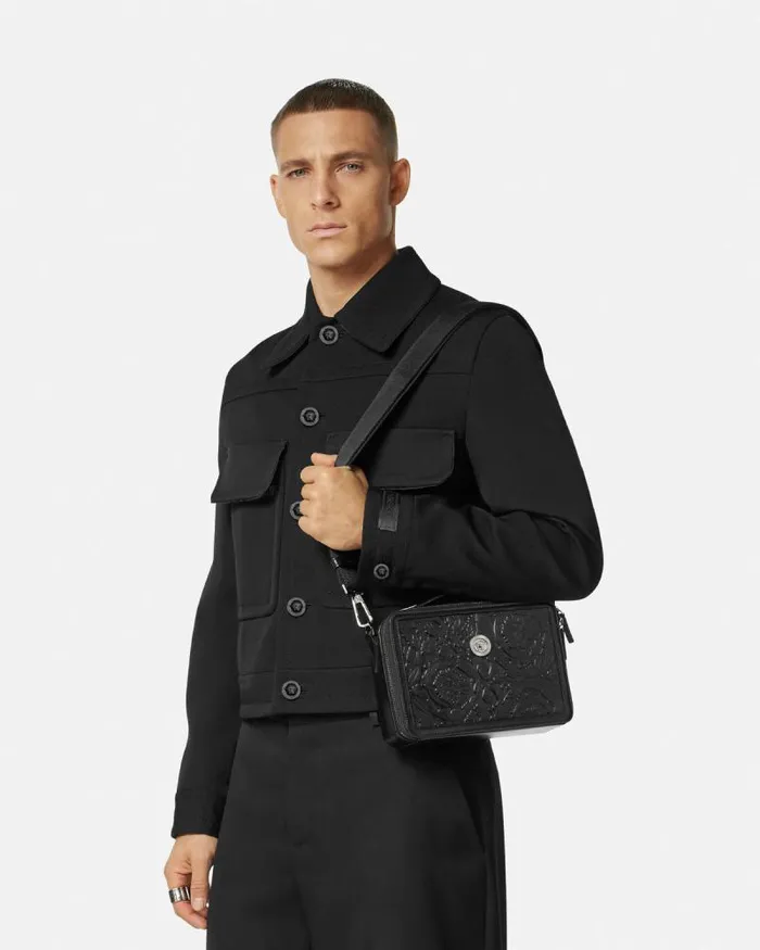 Medusa Biggie Barocco Messenger Bag Black Men Versace Crossbody and Messengers