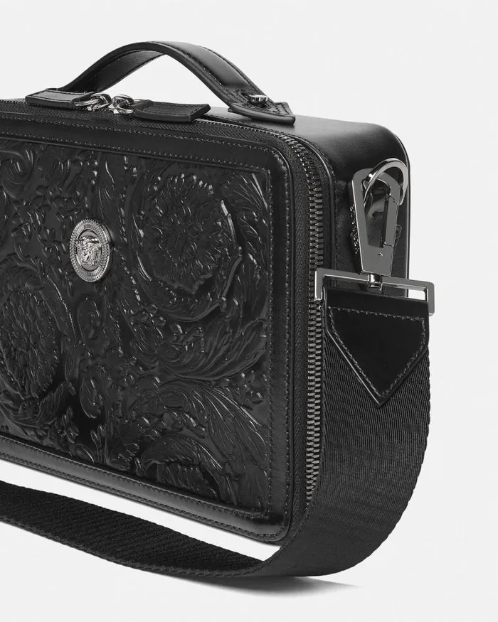 Medusa Biggie Barocco Messenger Bag Black Men Versace Crossbody and Messengers