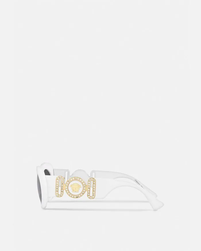 Medusa Biggie Oval Sunglasses White Women Versace Sunglasses