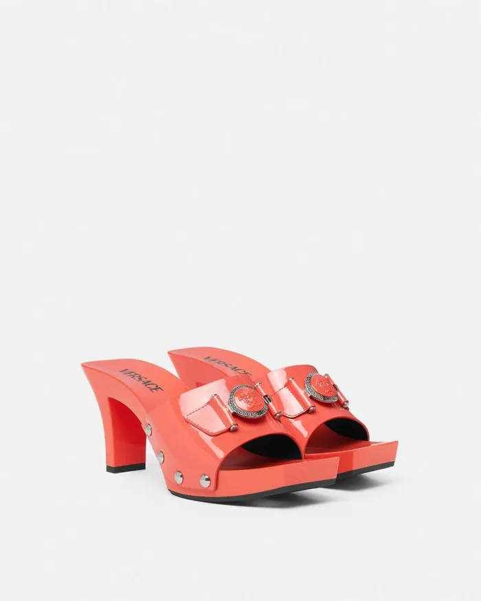 Medusa Buckle Patent Clogs 60 Mm Beige Women Versace Sandals