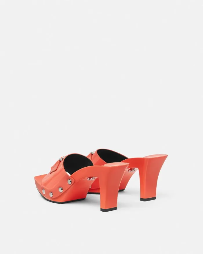 Medusa Buckle Patent Clogs 60 Mm Beige Women Versace Sandals