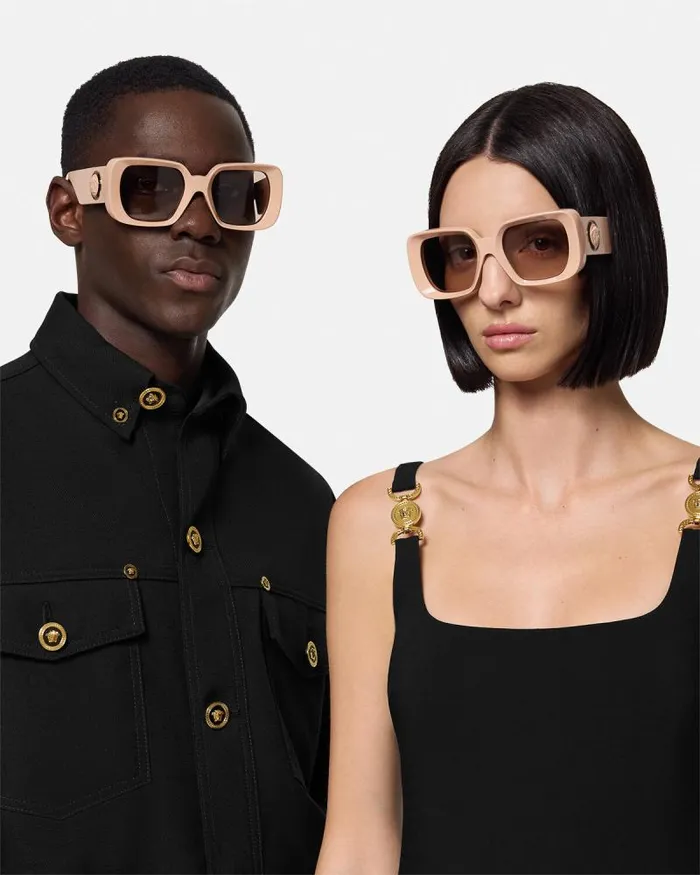 Medusa Medallion Sunglasses Beige WomenMen Versace Sunglasses