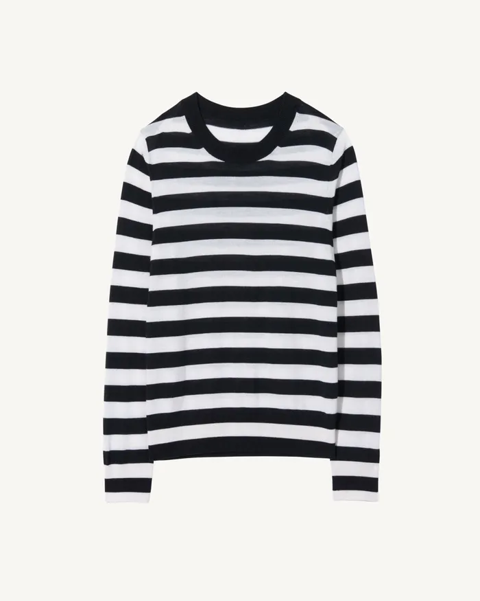 MEIR SWEATER Midnightivory Stripe Women Nili Lotan Knits and Sweaters