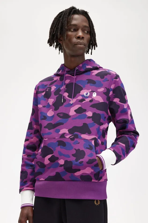 Men A Bathing ApeCamouflage Hooded Sweatshirt Black Fred Perry Sweatshirts