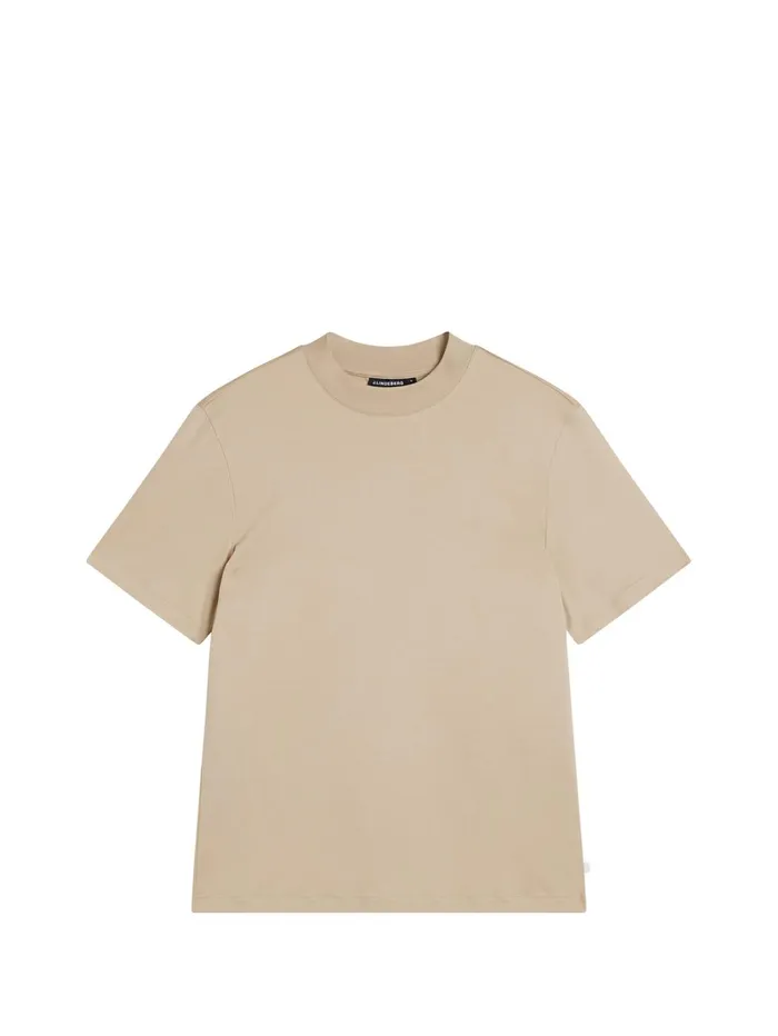 Men Ace Mock Neck Tshirt Safari Beige JLindeberg Tshirts
