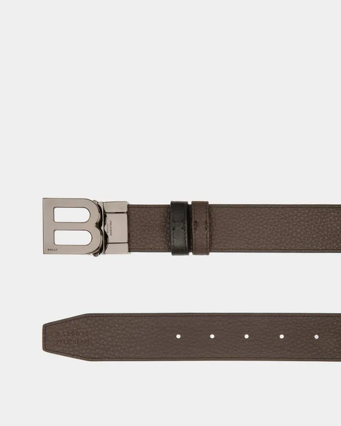 Men Bally Belts B Logo 35mm Reversible And Adjustable Belt In Black And Ebano Leather Multicolor Men Bally Belts B Logo 35mm Reversible And Adjustable Belt In Black And Ebano Leather Multicolor