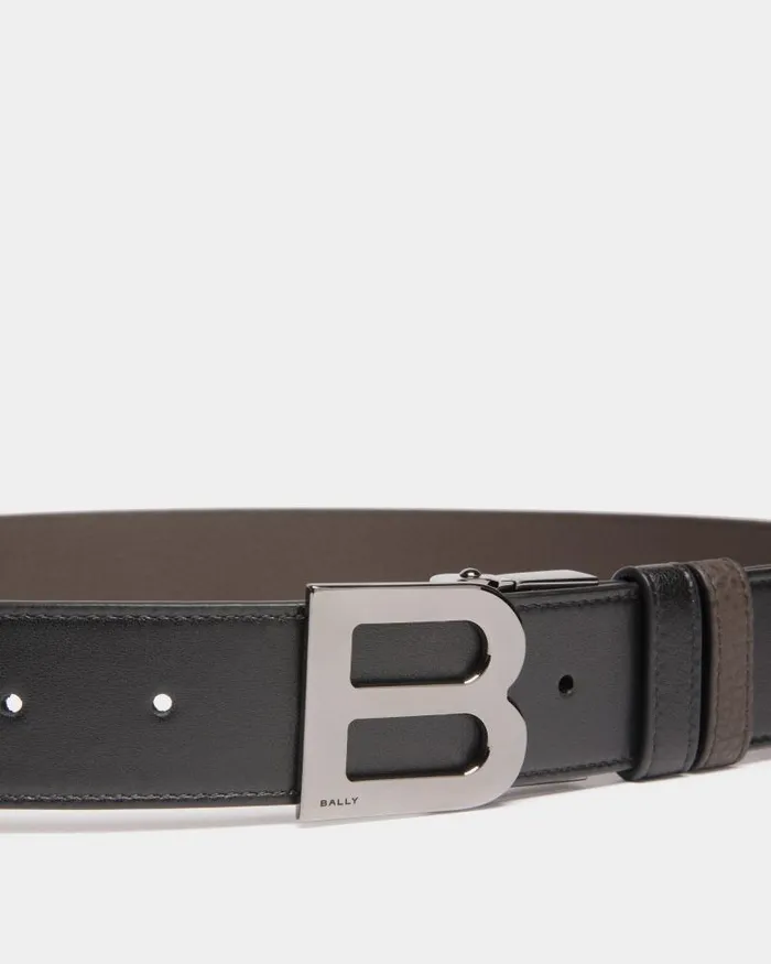 Men Bally Belts B Logo 35mm Reversible And Adjustable Belt In Black And Ebano Leather Multicolor Men Bally Belts B Logo 35mm Reversible And Adjustable Belt In Black And Ebano Leather Multicolor