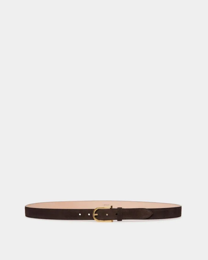 Men Bally Belts Udy 30mm Belt In Ebano Suede Brown