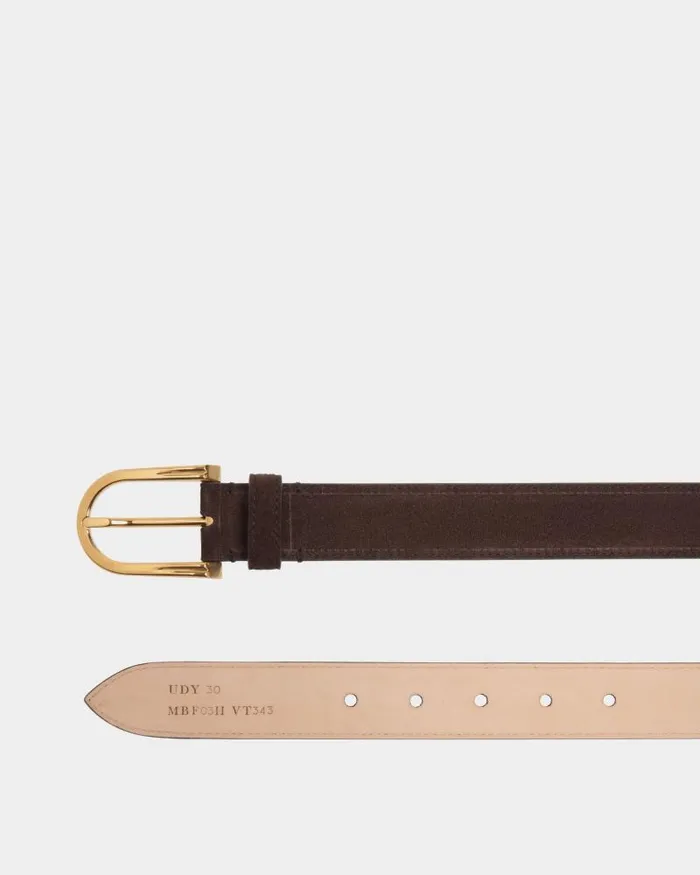 Men Bally Belts Udy 30mm Belt In Ebano Suede Brown Men Bally Belts Udy 30mm Belt In Ebano Suede Brown