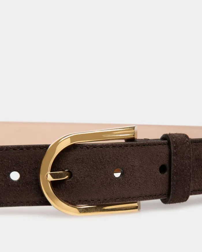Men Bally Belts Udy 30mm Belt In Ebano Suede Brown Men Bally Belts Udy 30mm Belt In Ebano Suede Brown