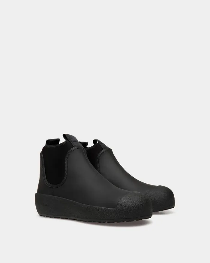 Men Bally Boots and Ankle Boots Bally Curling Bootie In Black Rubberized Leather Black Men Bally Boots and Ankle Boots Bally Curling Bootie In Black Rubberized Leather Black