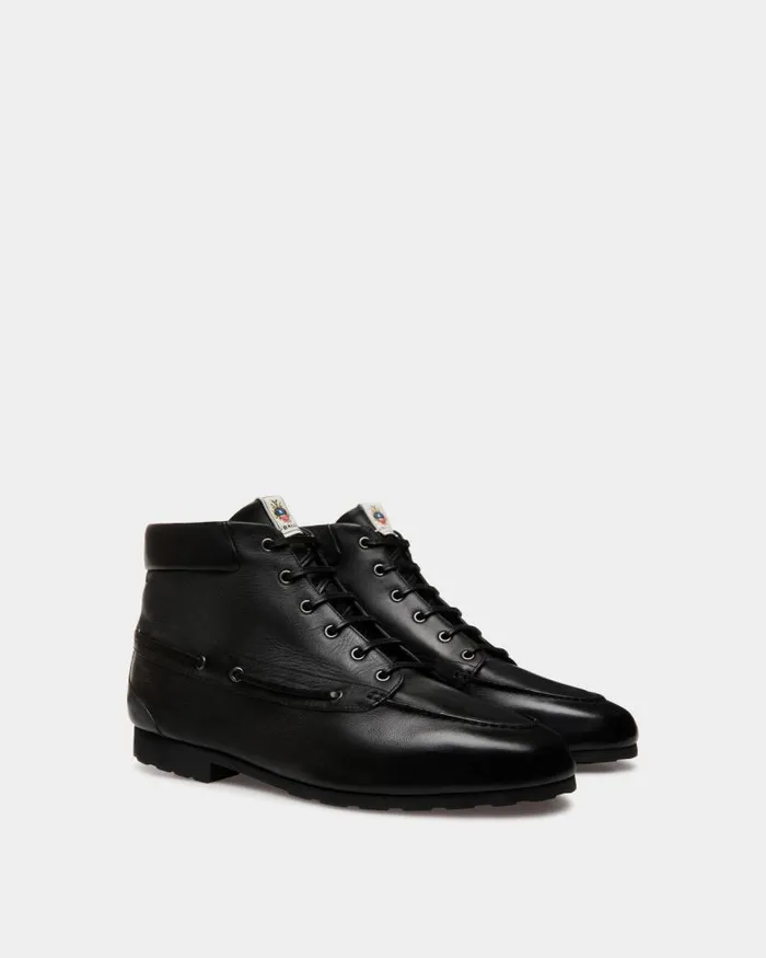Men Bally Boots and Ankle Boots Plume Bootie In Black Leather Black Men Bally Boots and Ankle Boots Plume Bootie In Black Leather Black