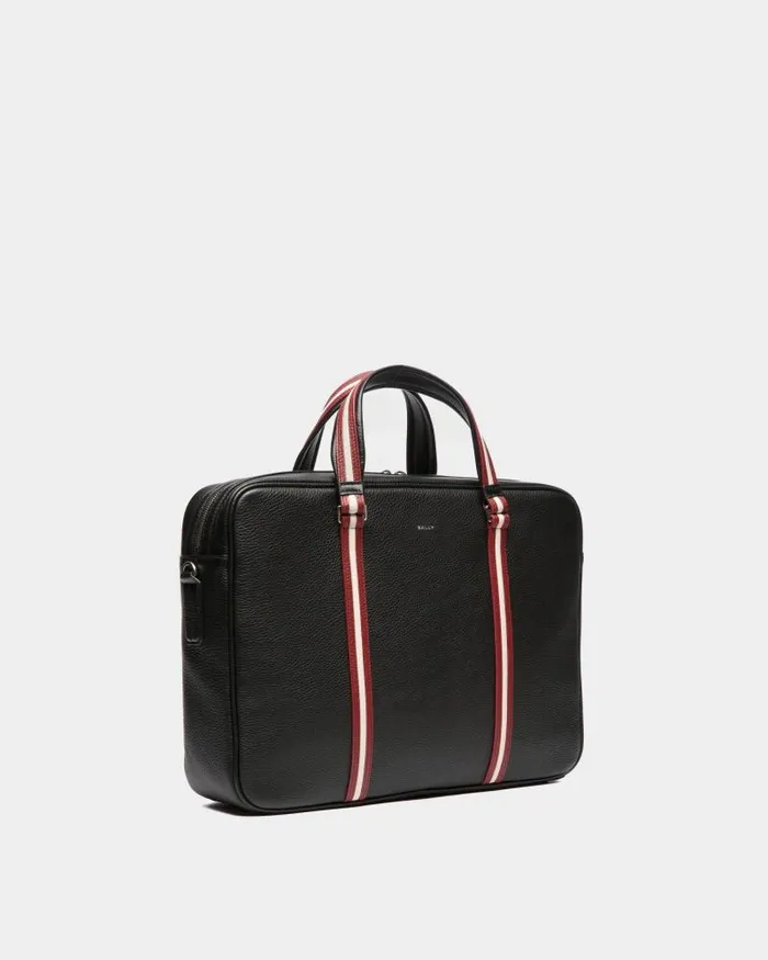 Men Bally Business Bags Code Briefcase In Black Grained Leather Black Men Bally Business Bags Code Briefcase In Black Grained Leather Black