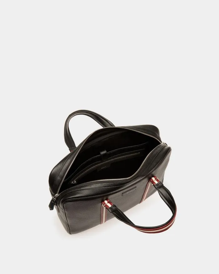 Men Bally Business Bags Code Briefcase In Black Grained Leather Black Men Bally Business Bags Code Briefcase In Black Grained Leather Black