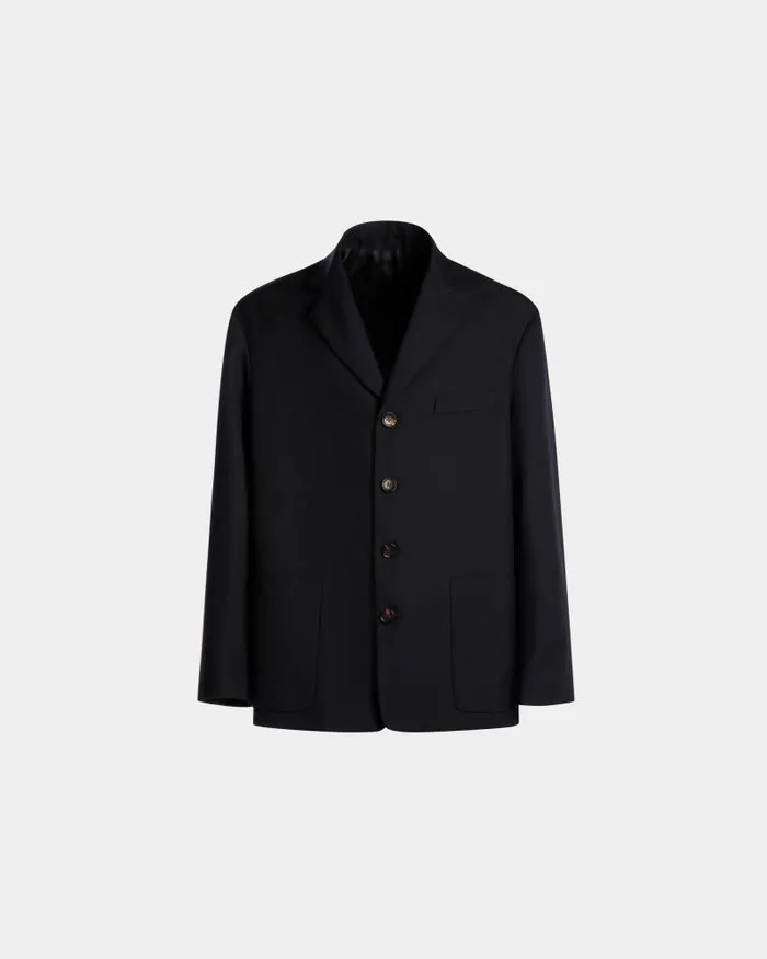 Men Bally Coats and Jackets Jacket In Navy Blue Wool Blend Blue