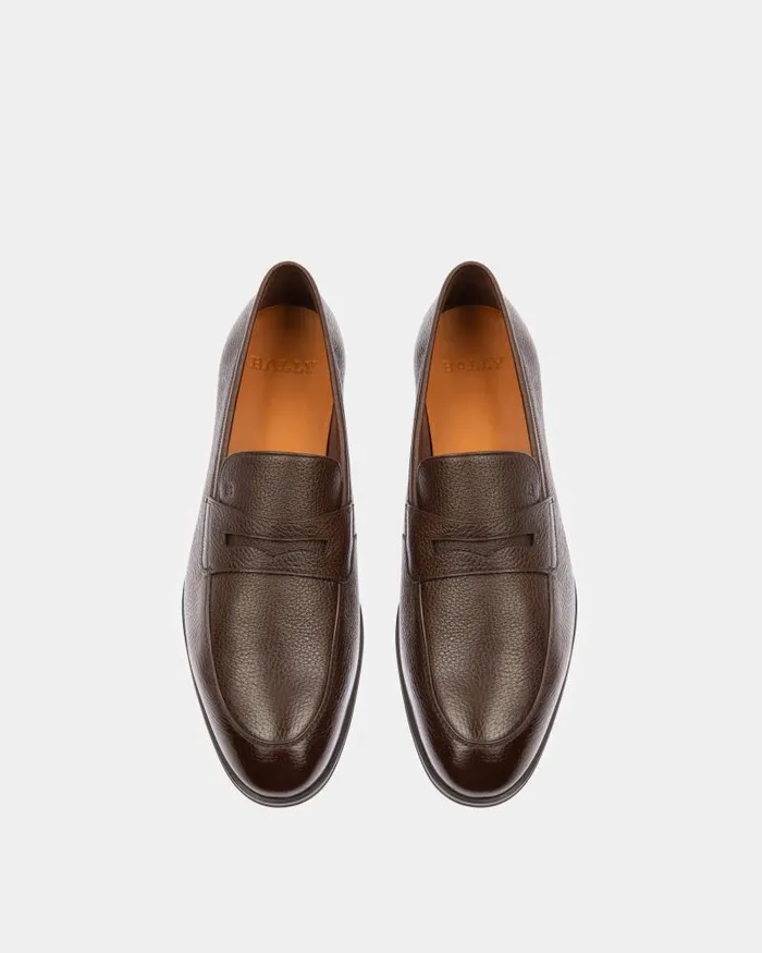 Men Bally Loafers and Moccasins Webb Men039s Grained Deer Leather Penny Loafer In Coconut Brown Men Bally Loafers and Moccasins Webb Men039s Grained Deer Leather Penny Loafer In Coconut Brown
