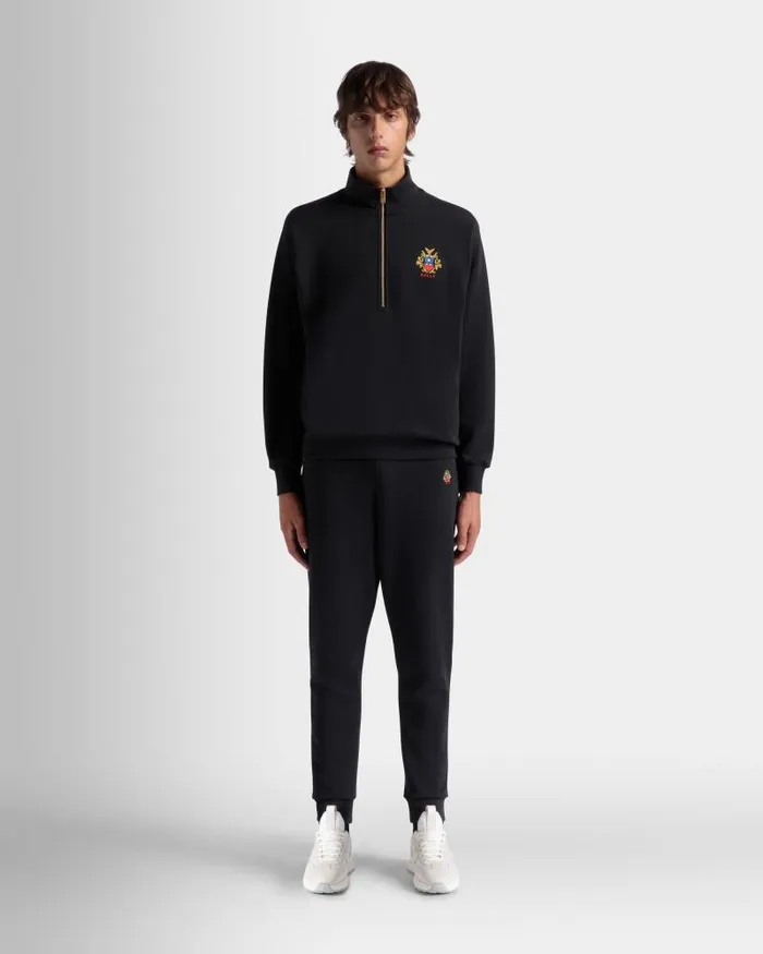 Men Bally Pants Sweatpants With A Bally Crest Logo In Navy Blue Cotton Blue