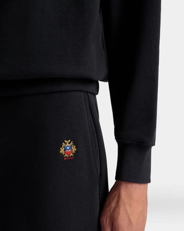 Men Bally Pants Sweatpants With A Bally Crest Logo In Navy Blue Cotton Blue