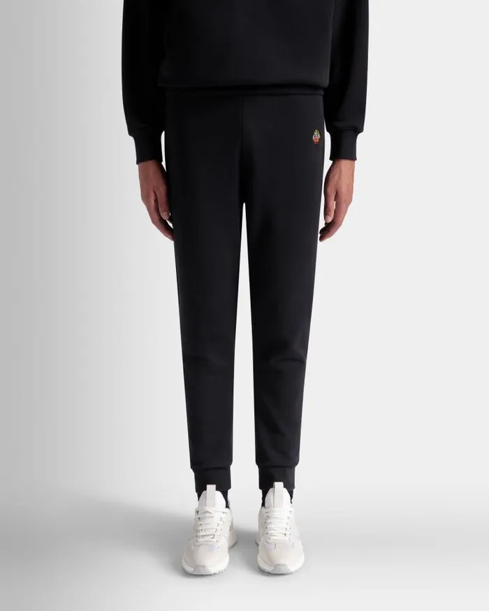 Men Bally Pants Sweatpants With A Bally Crest Logo In Navy Blue Cotton Blue