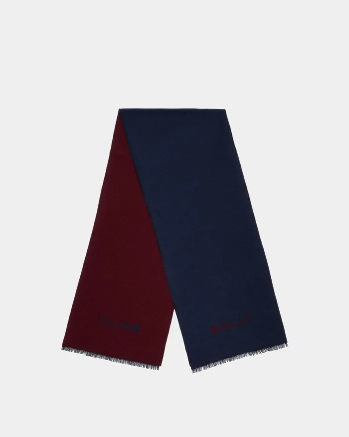 Men Bally Scarves Scarf In Blue And Red Wool Blue