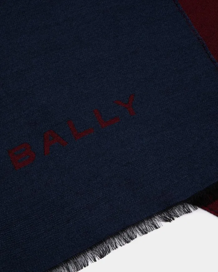 Men Bally Scarves Scarf In Blue And Red Wool Blue Men Bally Scarves Scarf In Blue And Red Wool Blue