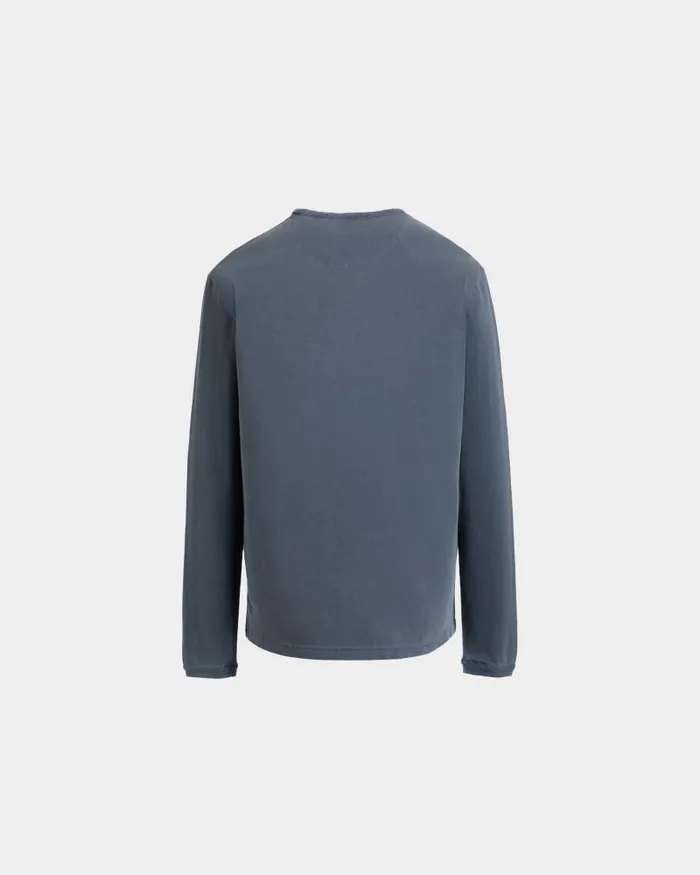 Men Bally Shirts and TShirts Long Sleeve Tshirt In Navy Blue Cotton Blue Men Bally Shirts and TShirts Long Sleeve Tshirt In Navy Blue Cotton Blue