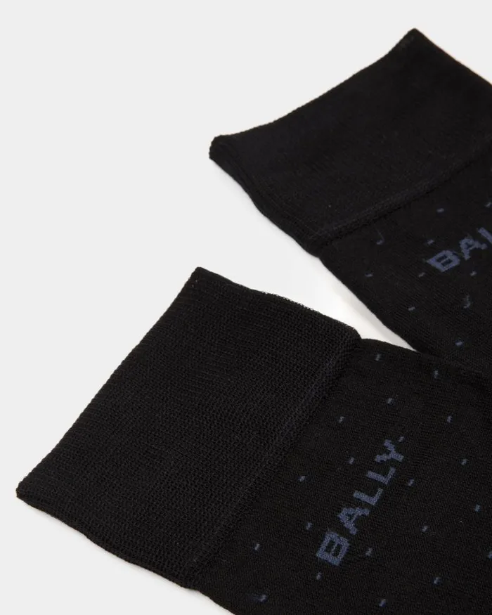 Men Bally Socks Logo Socks In Ink Cotton Mix Blue