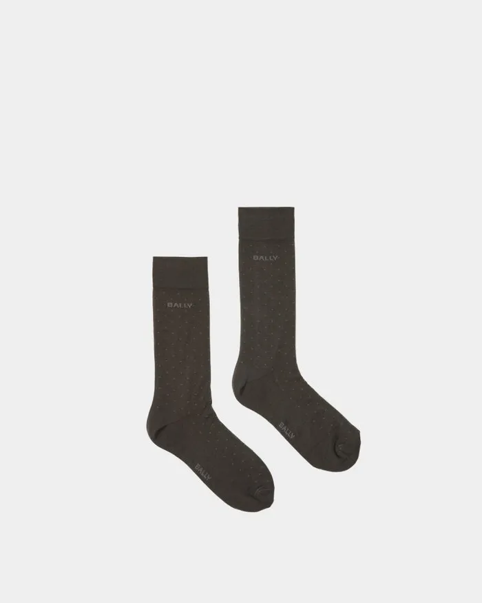 Men Bally Socks Ribbed Logo Socks In Gray Cotton Mix Grey
