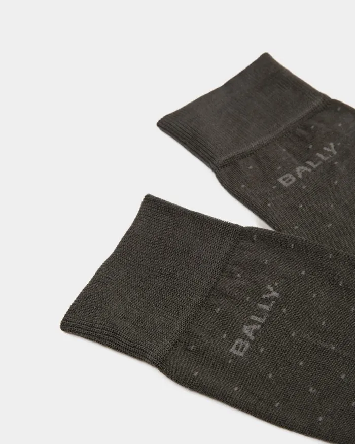 Men Bally Socks Ribbed Logo Socks In Gray Cotton Mix Grey Men Bally Socks Ribbed Logo Socks In Gray Cotton Mix Grey
