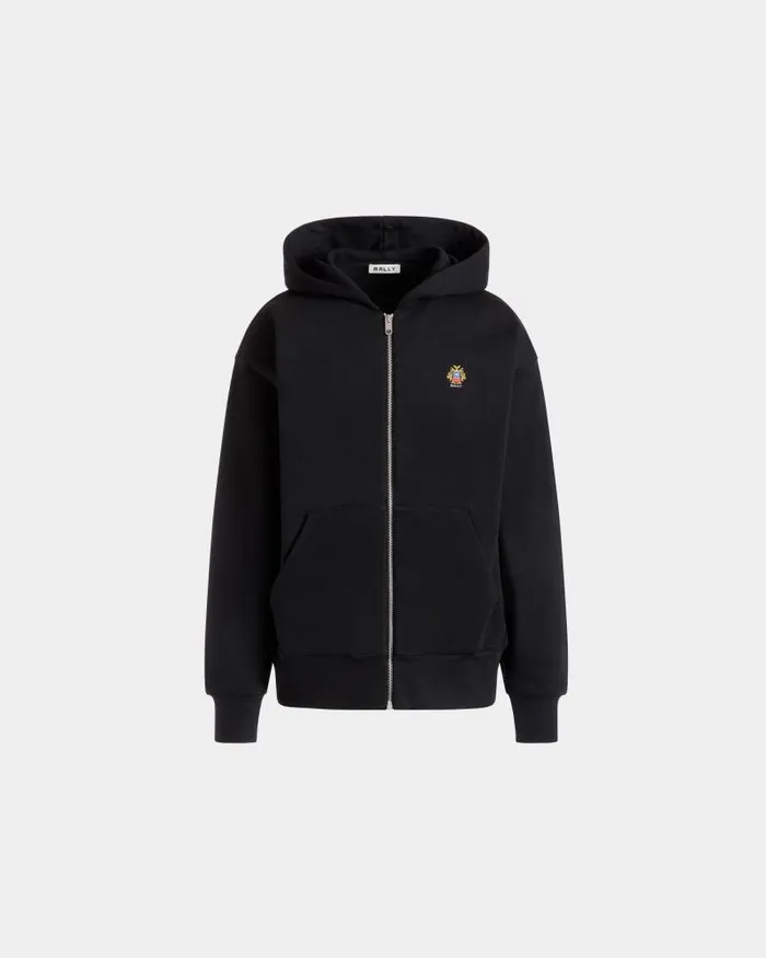 Men Bally Tracksuits Hoodie With A Bally Crest Logo In Black Cotton Black