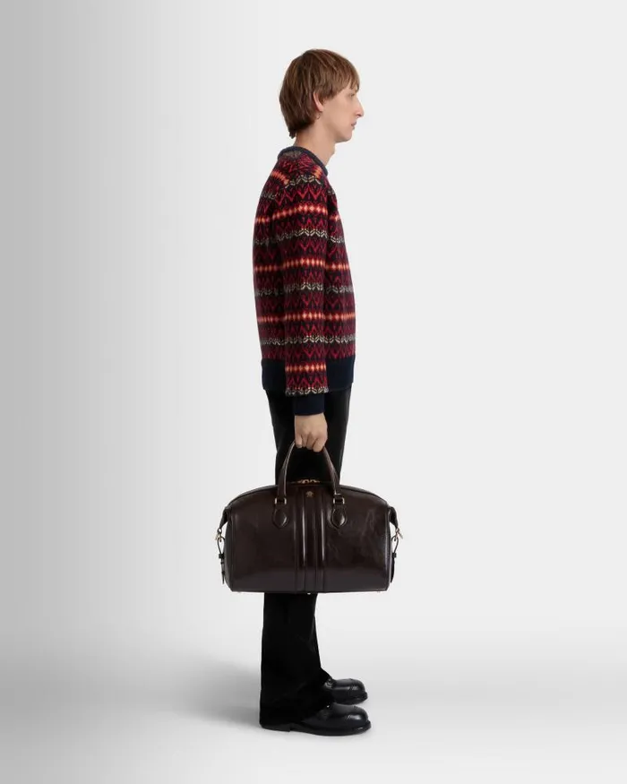 Men Bally Travel Bags Beckett Weekender In Ebano Leather Brown Men Bally Travel Bags Beckett Weekender In Ebano Leather Brown