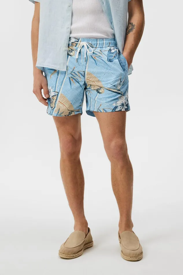 Men Banks Tropical Swim Trunks Dream Blue JLindeberg Swim Shorts