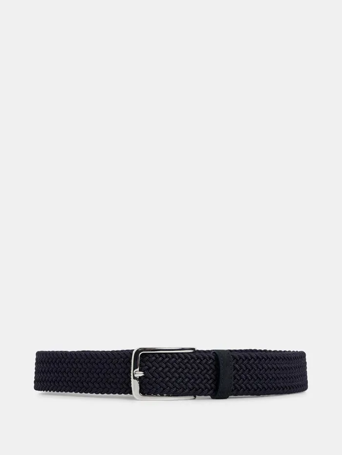 Men Ben Braided Elastic Belt JL Navy JLindeberg Belts