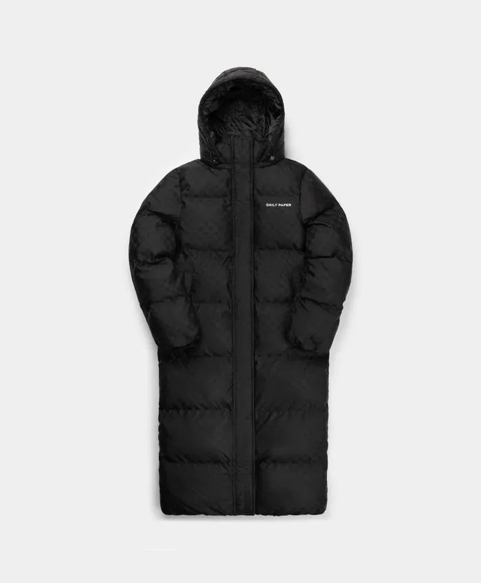Men Black Long Hopuff Monogram Jacket Daily Paper Jackets
