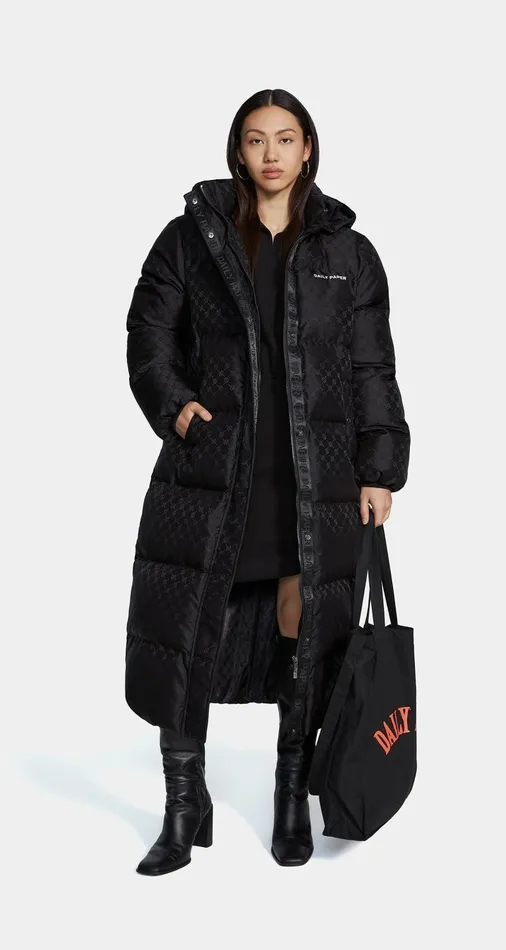 Men Black Long Hopuff Monogram Jacket Daily Paper Jackets Men Black Long Hopuff Monogram Jacket Daily Paper Jackets
