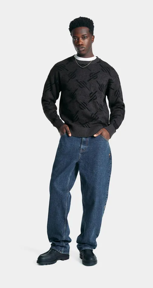 Men Black Tevin Monogram Knit Sweater Daily Paper Hoodies and Sweaters Men Black Tevin Monogram Knit Sweater Daily Paper Hoodies and Sweaters