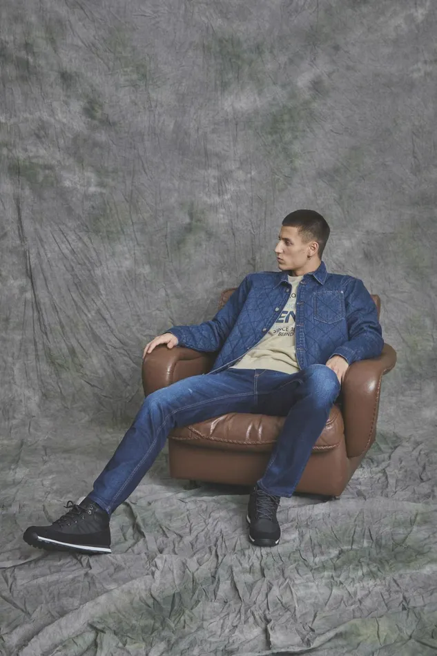 Men Blend Shirts Long Sleeved Shirt Denim Dark Blue