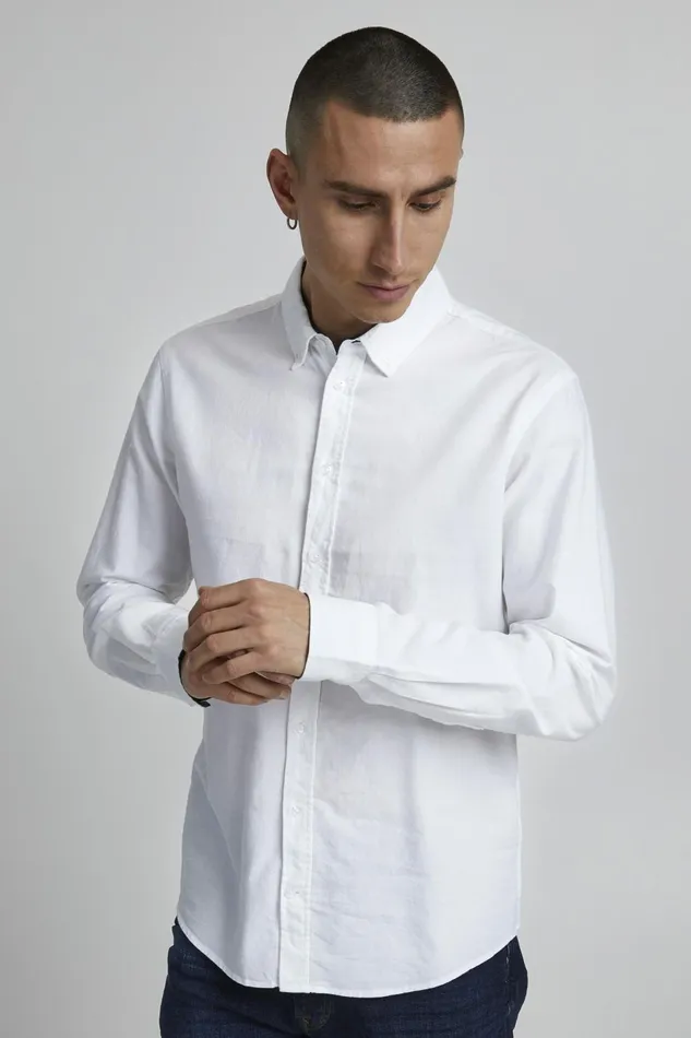 Men Blend Shirts Long Sleeved Shirt White