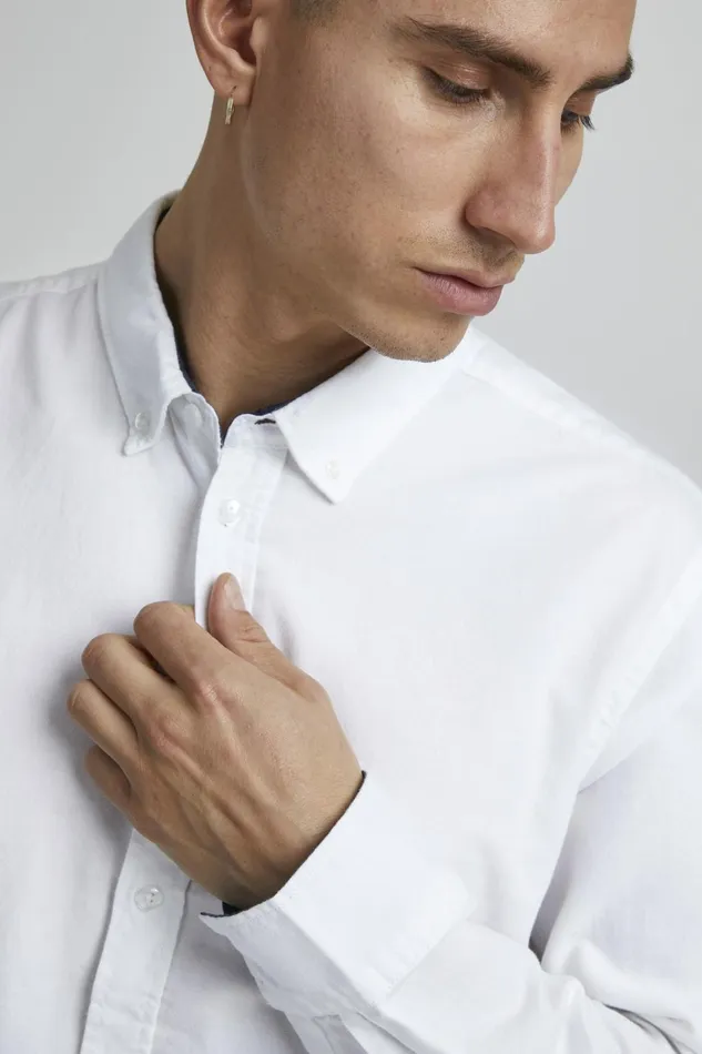 Men Blend Shirts Long Sleeved Shirt White