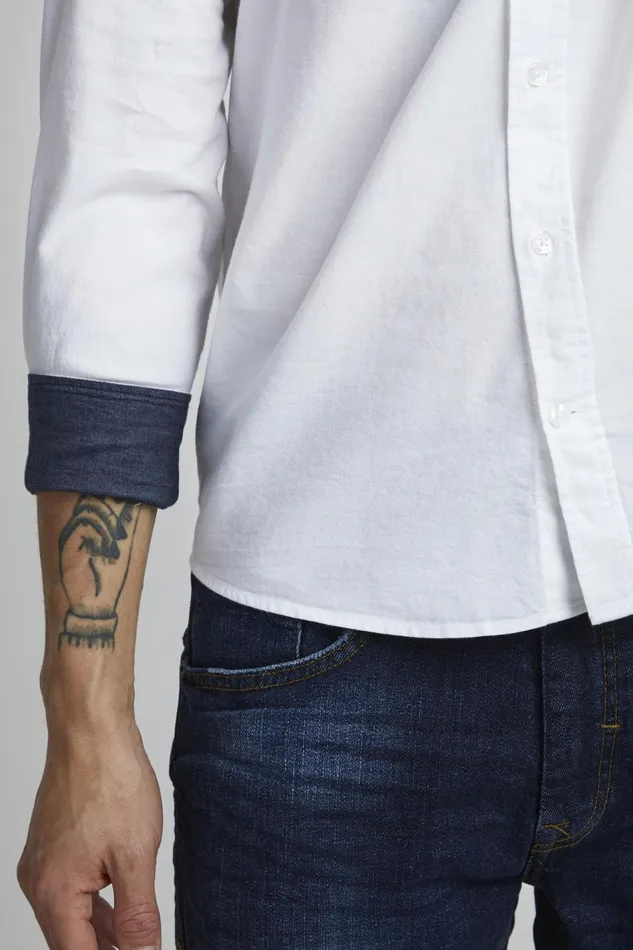 Men Blend Shirts Long Sleeved Shirt White