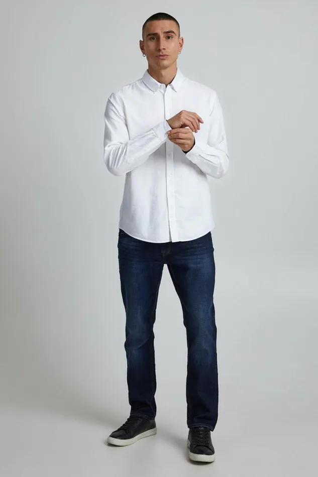 Men Blend Shirts Long Sleeved Shirt White