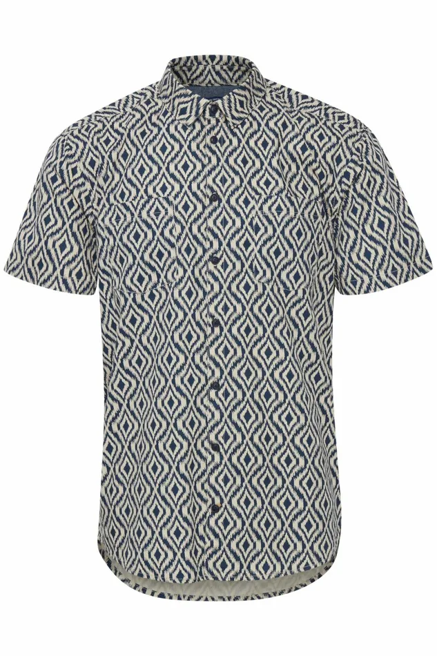 Men Blend Shirts Short Sleeved Shirt Dress Blues