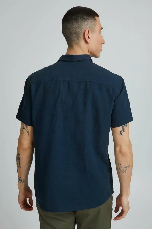 Men Blend Shirts Short Sleeved Shirt Dress Blues
