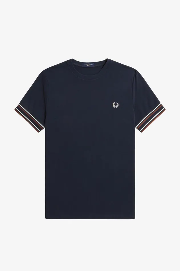 Men Bold Tipped Piqu TShirt Navy Fred Perry TShirts
