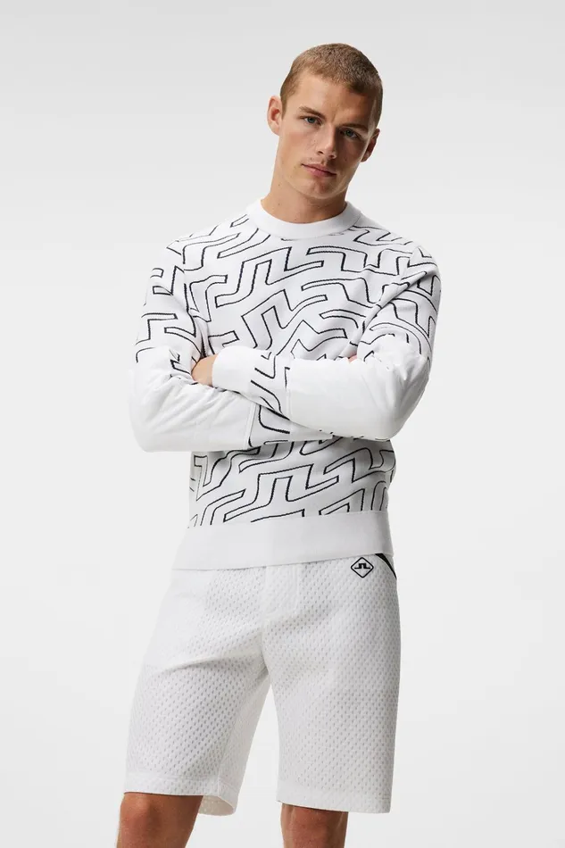 Men Bridge Swirl Knitted Sweater White Outline Bridge Swirl JLindeberg Knitwear