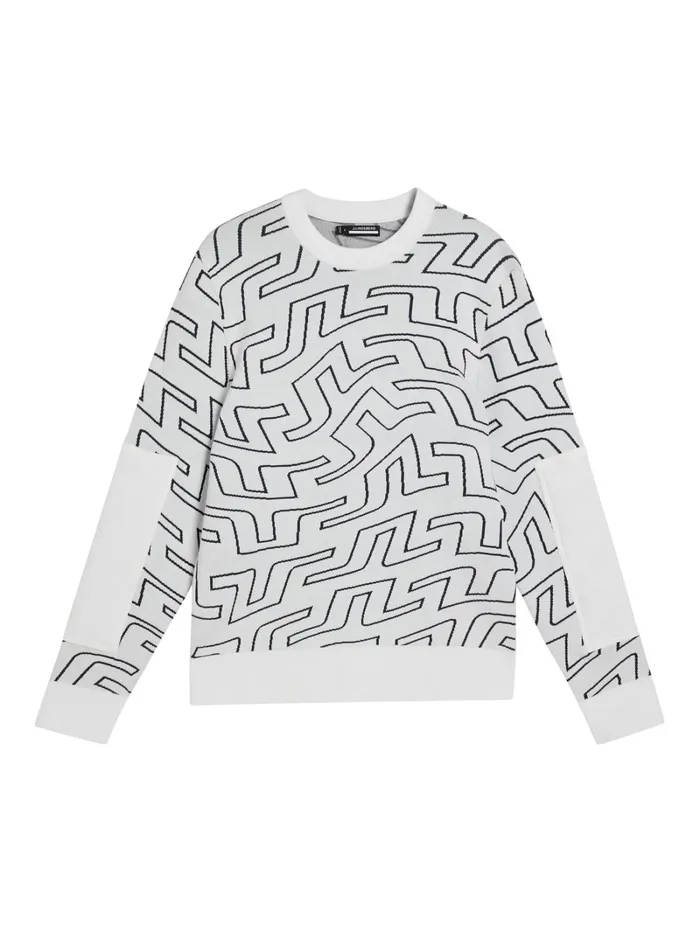 Men Bridge Swirl Knitted Sweater White Outline Bridge Swirl JLindeberg Knitwear Men Bridge Swirl Knitted Sweater White Outline Bridge Swirl JLindeberg Knitwear