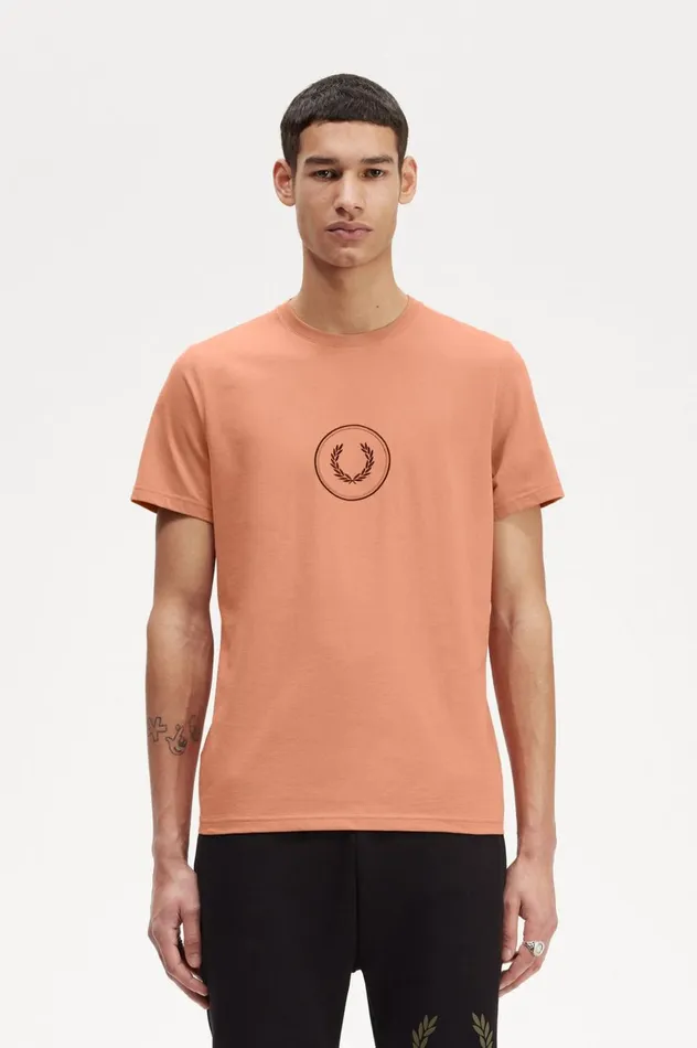 Men Circle Branding TShirt Light Rust Fred Perry TShirts