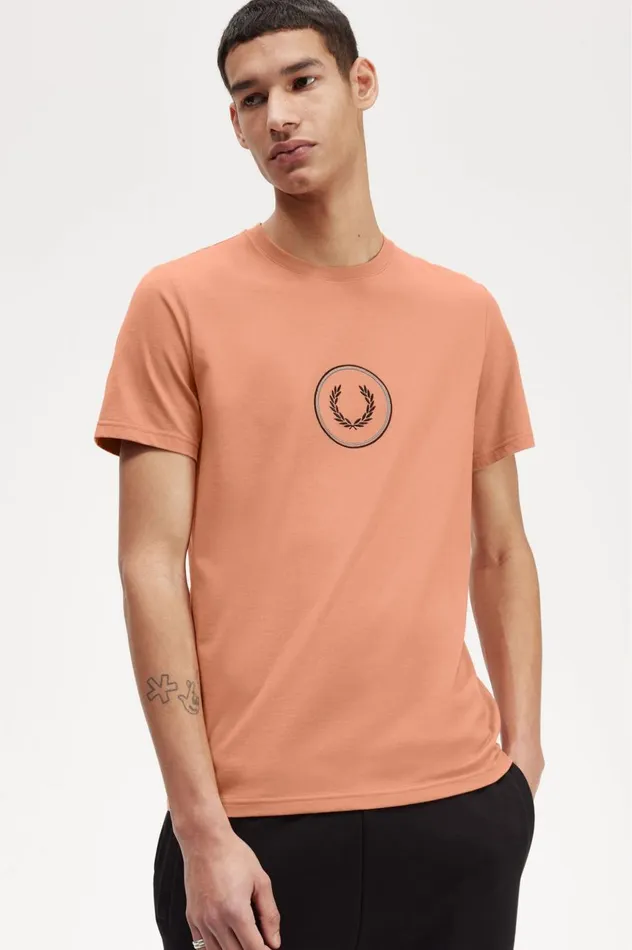 Men Circle Branding TShirt Light Rust Fred Perry TShirts