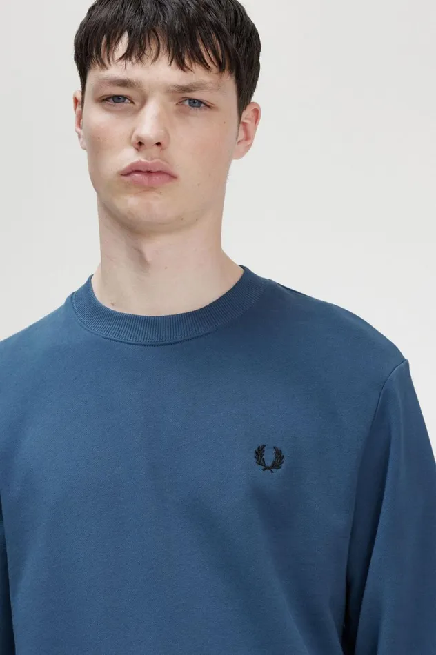 Men Crew Neck Sweatshirt Midnight Blue Fred Perry Sweatshirts
