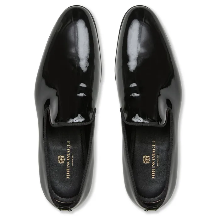 Men Dress Shoes Bruno Magli Danilo ALine Patent Leather Smoking SlipperBlack
